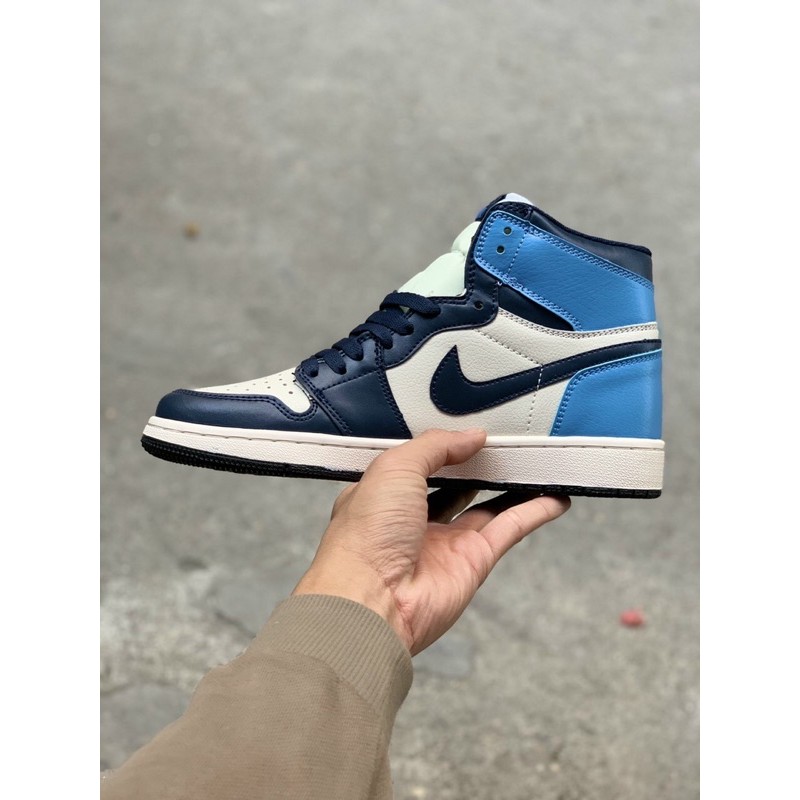 [SneeKeezz] Giày thể thao AIR JORDAN 1 Retro High Obsidian UNC xanh than gót xanh dương