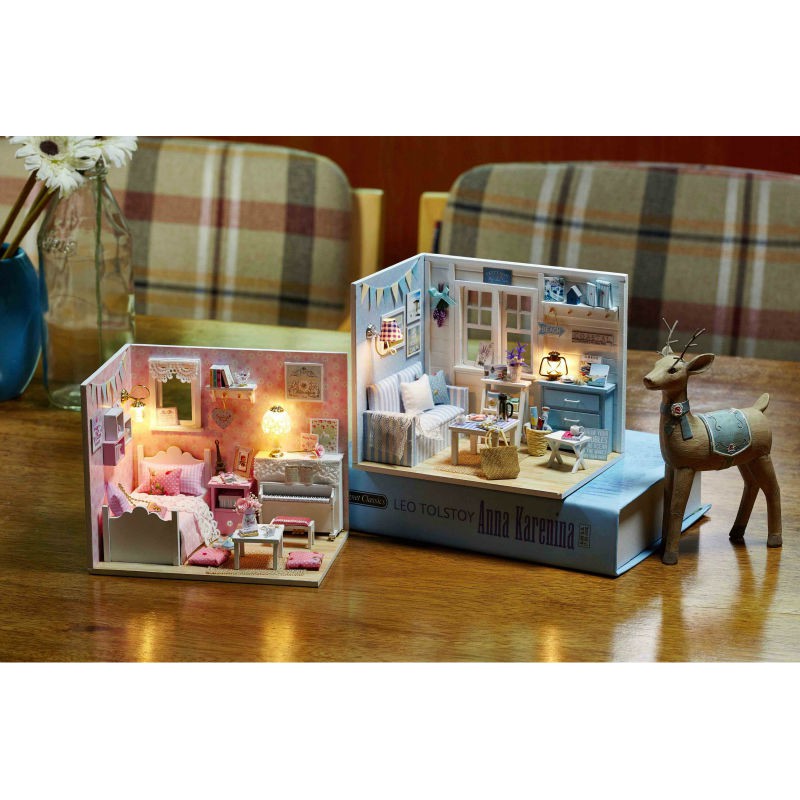 Bộ lắp ráp mô hình nhà gỗ DIY:Căn phòng Ngủ Màu Hồng H015