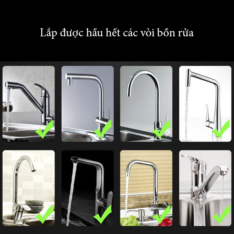 Đầu Vòi Tăng Áp Inox Nhiều Chế Độ Tiết Kiệm Nước Xoay 360 Độ Tiện Dụng