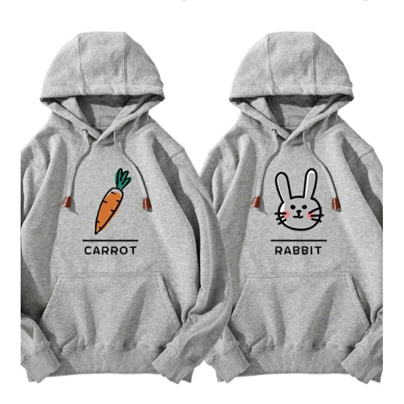 Áo hoodie đôi ( giá bán 2 cái ) thỏ và cà rốt , chất nỉ bông mịn , dày  100