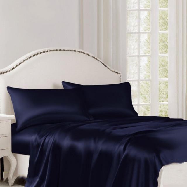 Bộ Chăn Ga Gối Lụa Cao Cấp TRAMDO BEDDING, Ga Giường Sang Trọng Màu Tím S49