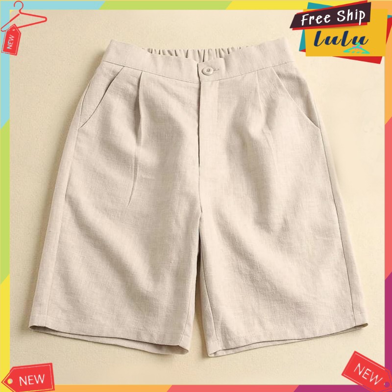 Quần đùi nữ vải cotton đũi đủ size. Quần short nữ cotton Lulu Shop