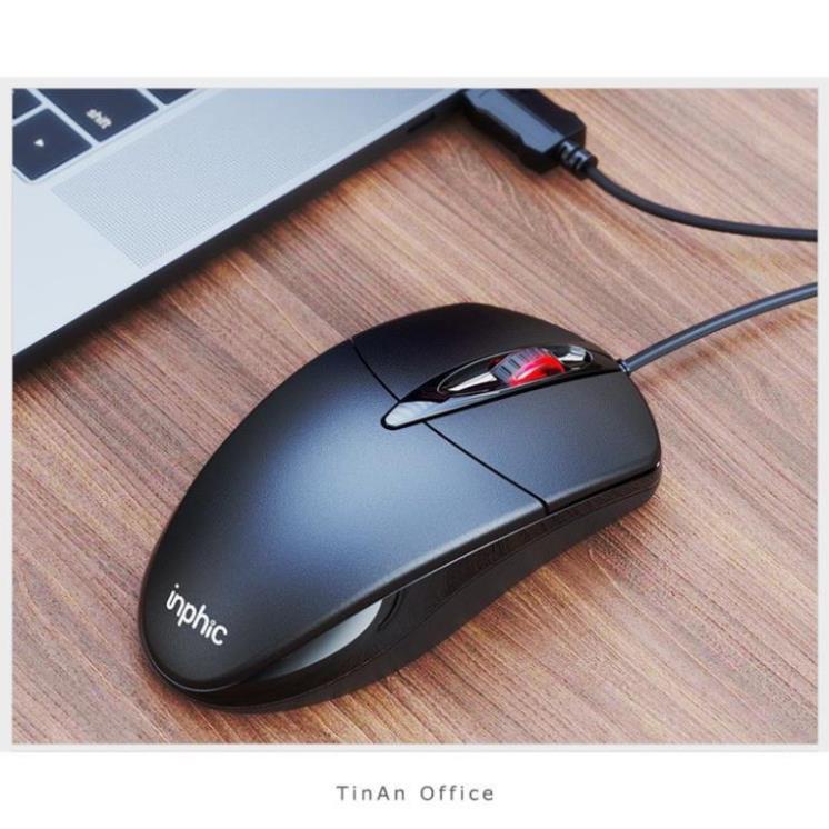 Chuột máy tính có dây văn phòng gaming Inphic PB20P Nút Bấm Cực Êm, Chống Ồn DPI 1200 chơi game cho laptop, PC
