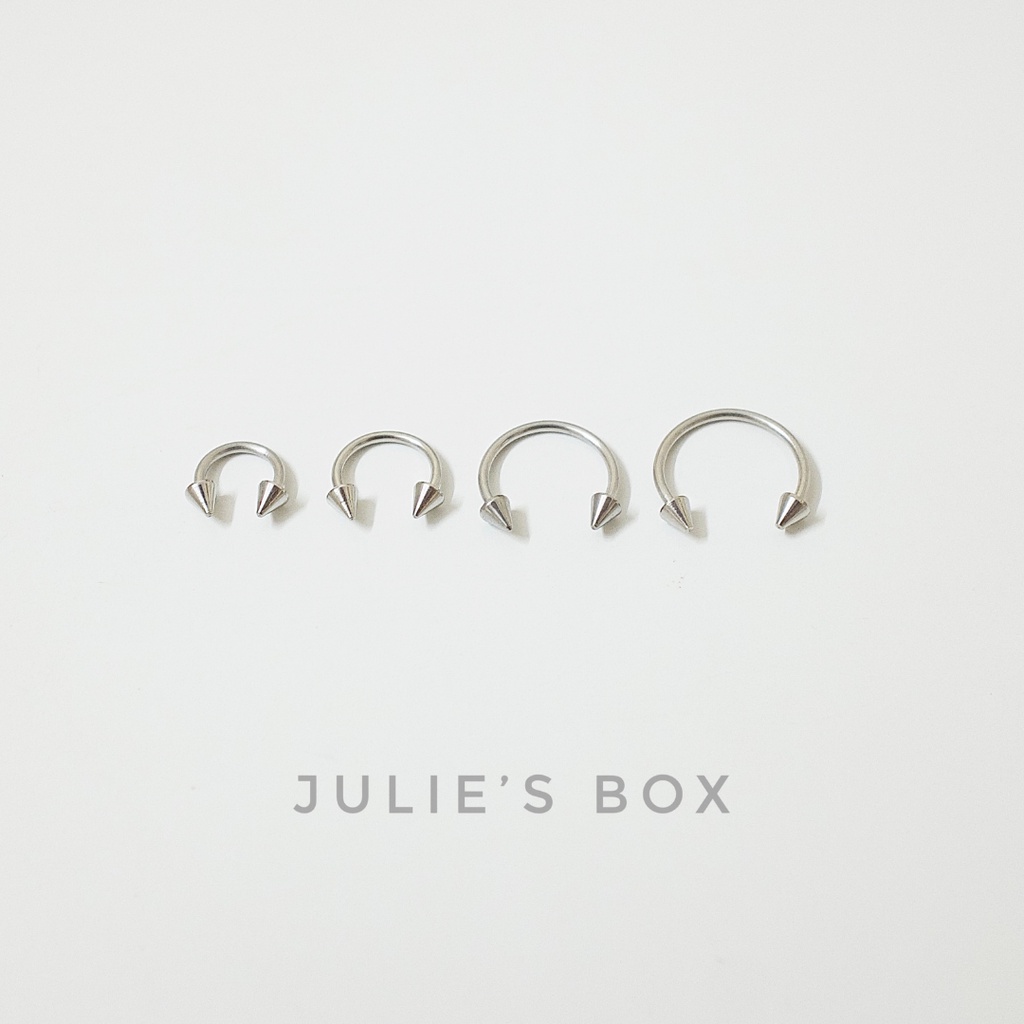 [1 Chiếc] Khuyên Tai Titan Unisex Chữ U Đầu Nhọn Màu Bạc Không Gỉ Sét Không Ngứa Bông Tai Julies Box 66