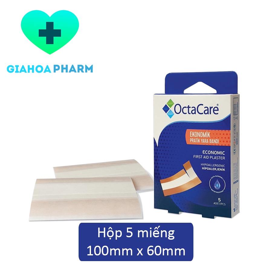 Băng dán sơ cứu y tế / Băng cá nhân bản lớn Octacare không thấm nước, không kích ứng (Thổ Nhĩ Kỳ) - Hộp 5 miếng