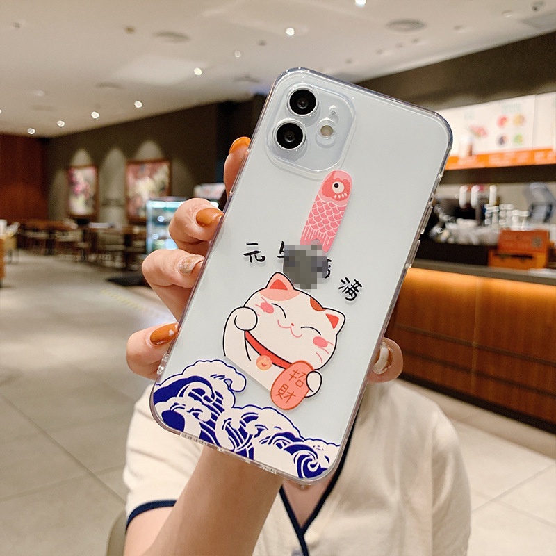 Ốp lưng iphone silicon Mèo Thần Tài [VUÔNG BẢO VỆ CAM] 6/6s/6splus/7/7plus/8/8plus/x//xs/11/12/pro/max/plus/promax t118