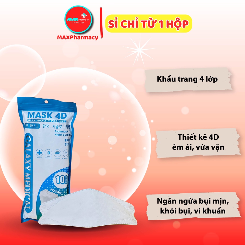Khẩu trang 4 lớp KF94 MASK 4D chính hãng GALAXY MEDICAL - Maxpharmacy