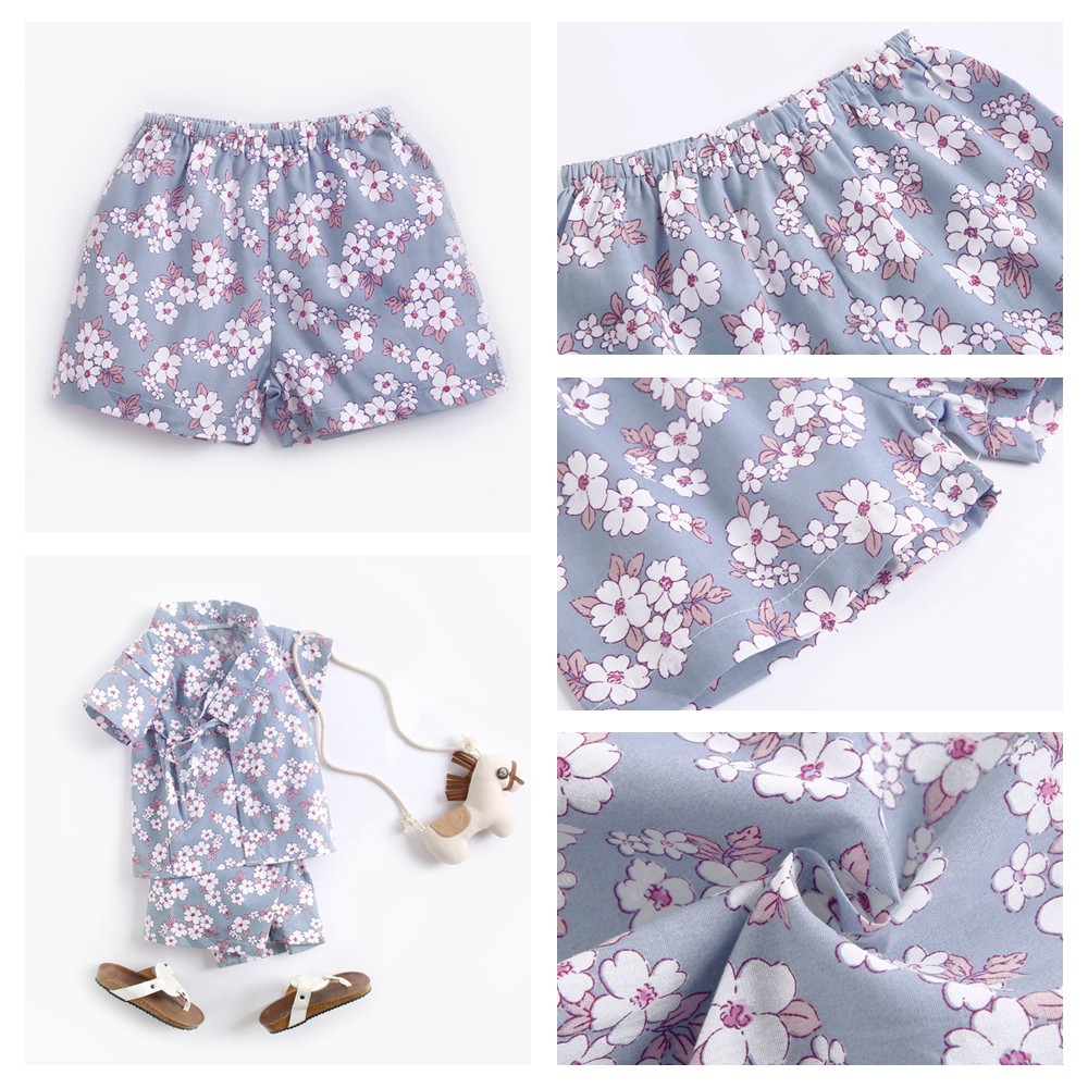 Bộ Quần Áo Pajamas Sanlutoz Bằng Cotton Họa Tiết Hoa Thời Trang Mùa Hè Cho Bé Gái 3 Màu