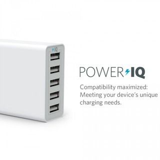 Bộ sạc Anker 40W  8A 5 cổng USB, PowerIQ - Trắng