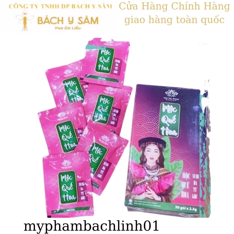MỘC QUẾ HOA PLUS THANH NHIỆT MÁT GAN GIẢM MỤN Bạch Linh- Bách Y Sâm - Hộp 30gói x2,5 gr ( mẫu mới )