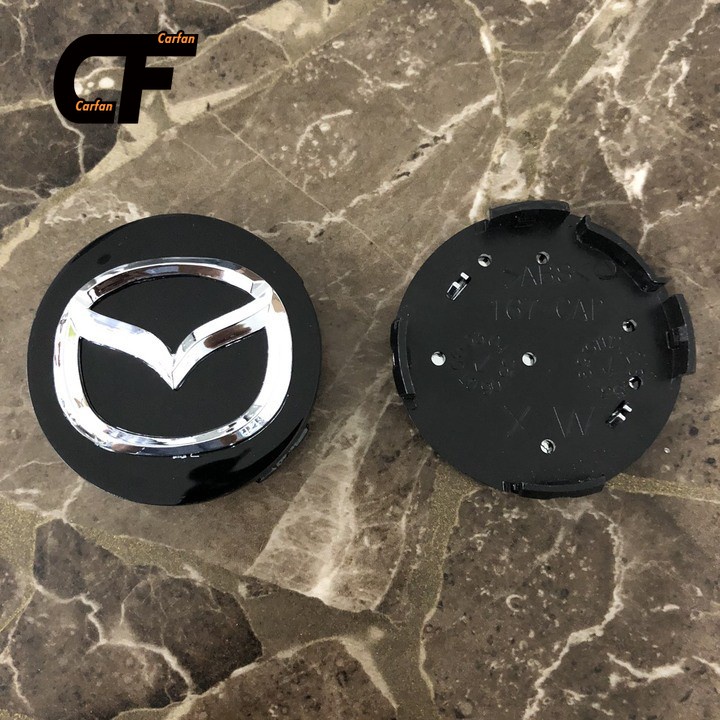 Logo Wheel Cover, Bánh xe Lazang Mazda Đường kính 57mm Mad57: Đen và Bạc 1