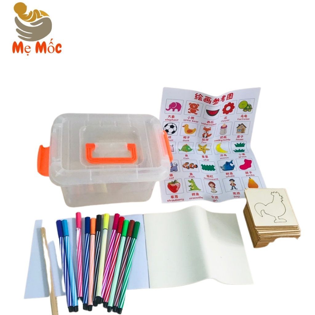 Bộ Đồ Chơi Khuôn Vẽ Gỗ Giúp Trẻ Phát Triển Tư Duy Và Sáng Tạo, Đồ Chơi Giáo Dục Cho Bé - Shop mẹ Mốc ,KV