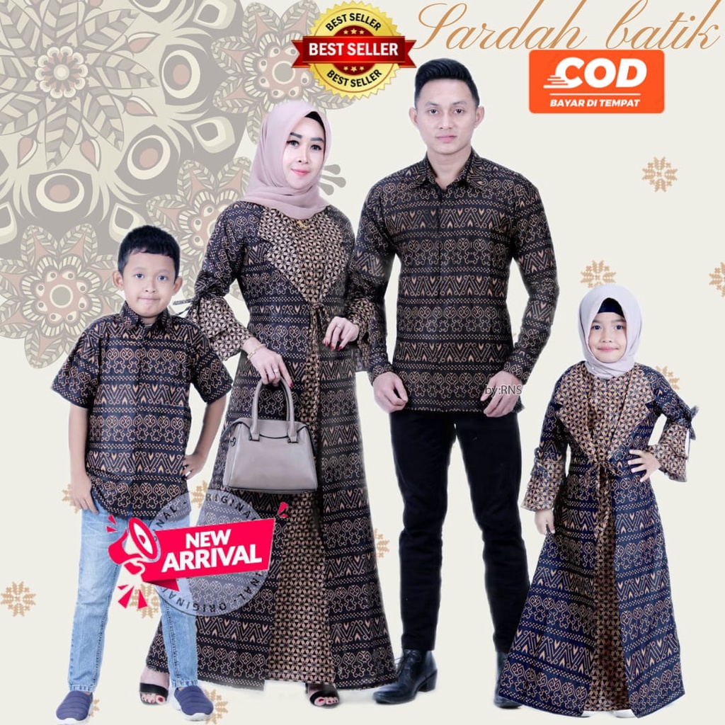 Bộ Đồ Đôi Gồm Áo Thun Và Váy Batik Hiện Đại Cho Cha Mẹ Và Con Trai