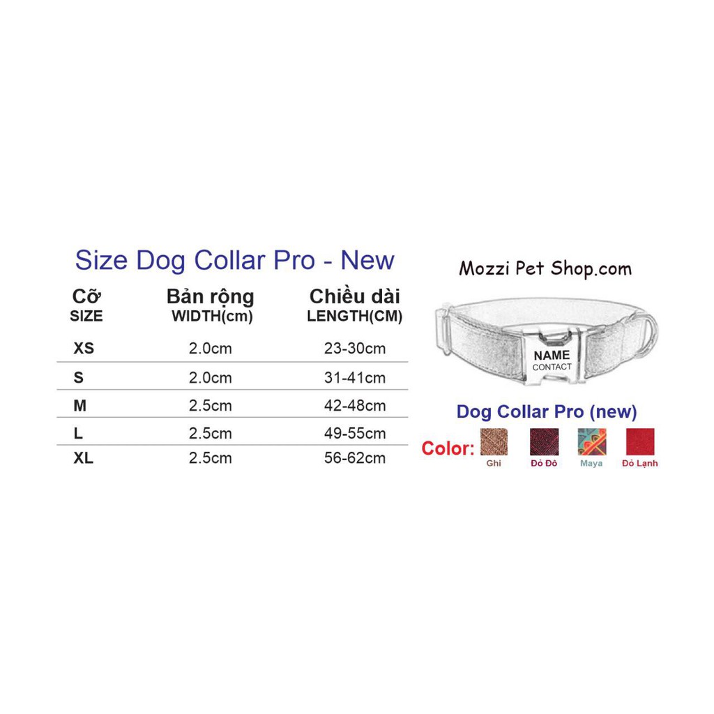 Pettag Mozzi - Dog Collar Pro Dây vải cao cấp khắc tên cho chó