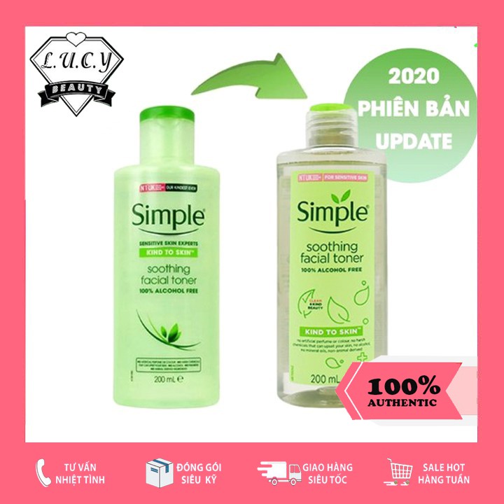  Hàng UK- Toner Simple Kind to Skin 200ml mẫu mới nhất chuẩn Auth 100%