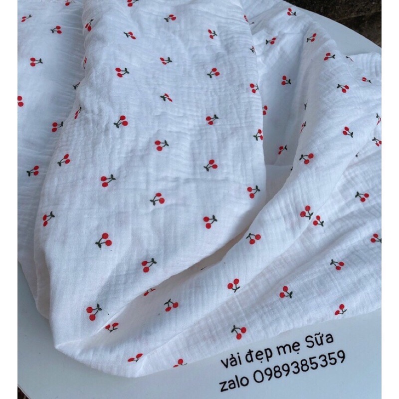 Vải xô muslin cao cấp cherry