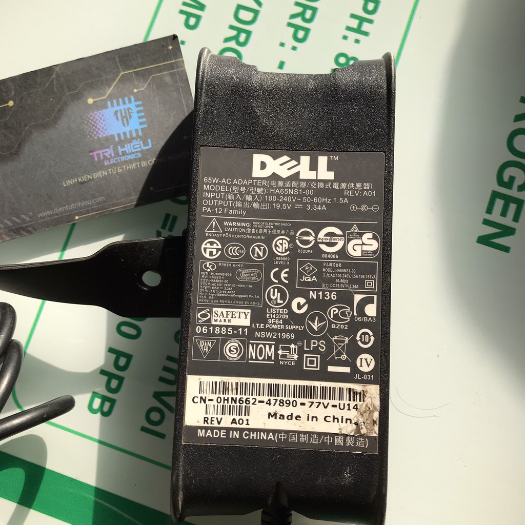 Sạc Laptop Dell 19.5V 3.34A (65w) Chân Kim To Chính Hãng