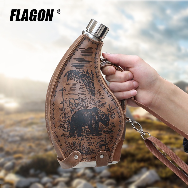 Bình inox đựng rươu phong cách mông cổ 1,5 lít