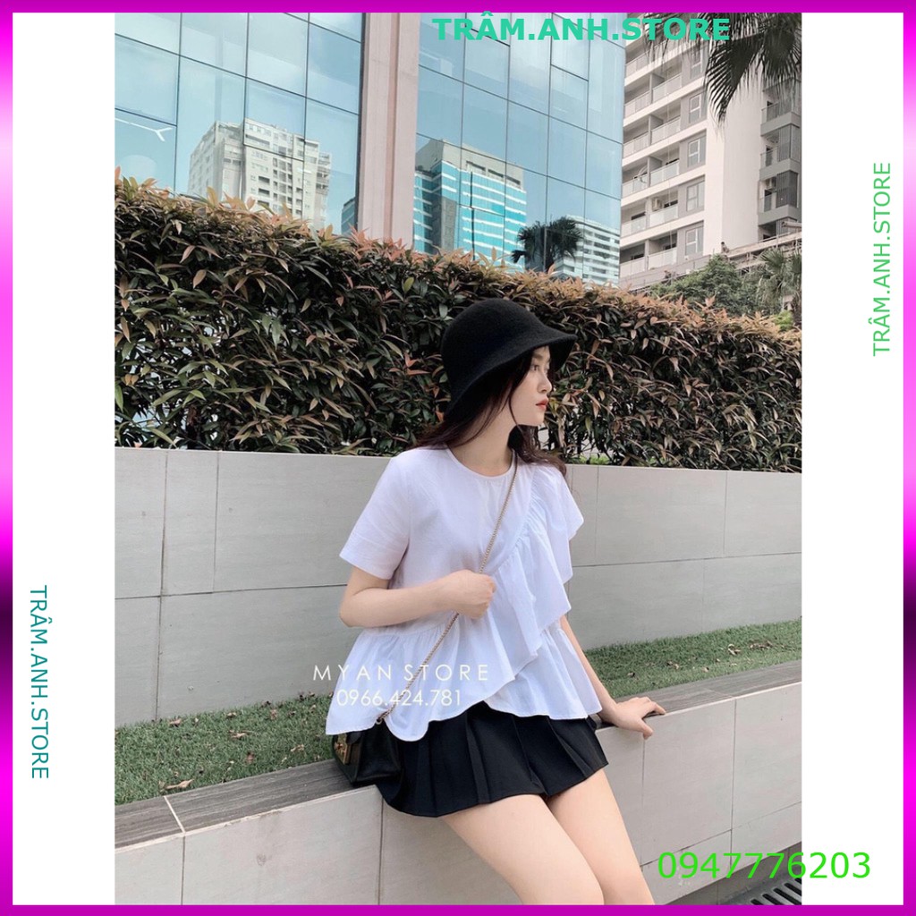 ÁO SƠ MI BÈO LỆCH VẠT CỘC TAY - ÁO BABYDOLL BÈO VẠT CHÉO HOT 👗 👑