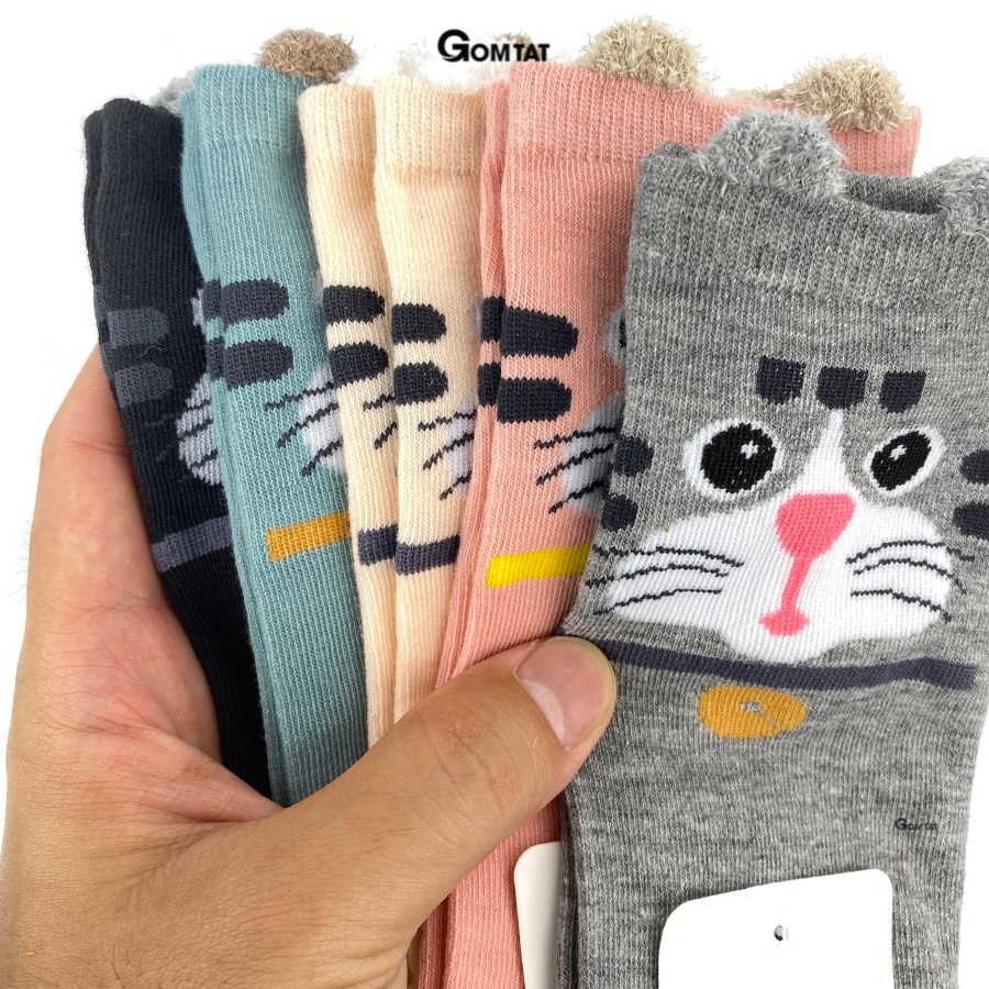 Set 5 đôi tất vớ nữ cổ ngắn GOMTAT hình tai gấu dễ thương nhiều màu phong cách Hàn Quốc - LISU-TAIGAU-03
