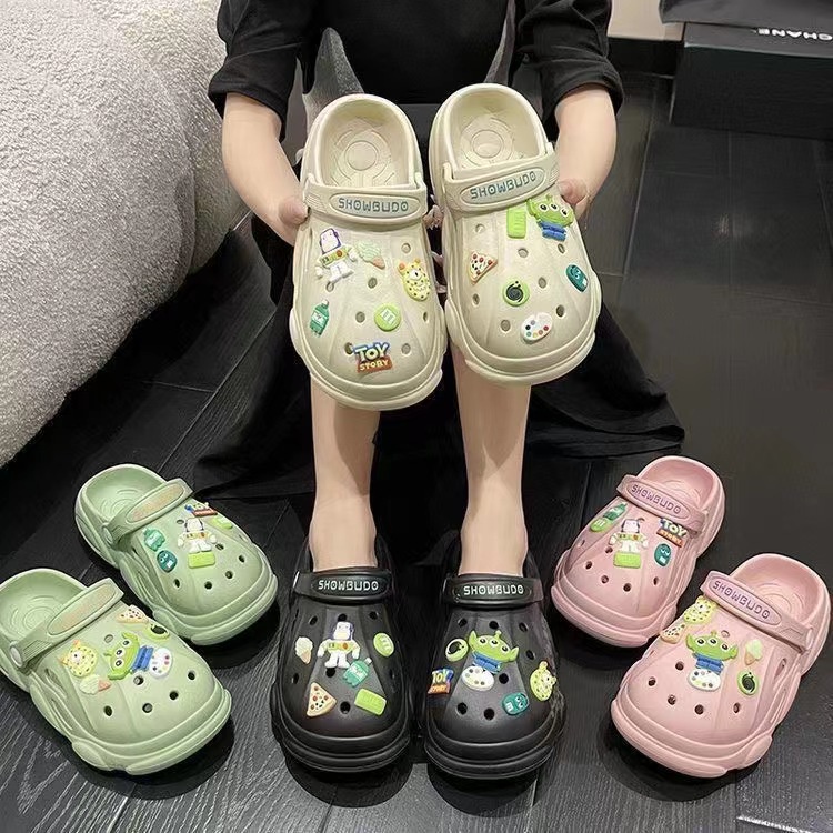 Dép Sandal Xỏ Ngón Đế Dày Hở Ngón Chống Trượt Phong Cách Mới diy Cho Nữ @ -