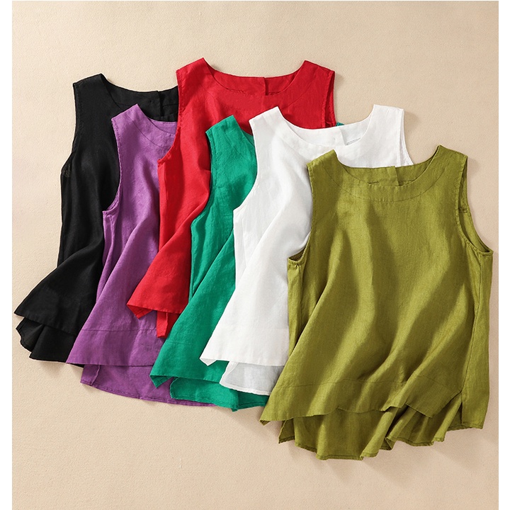 Áo đũi nữ sát nách thời trang nữ Moonlight phong cách sang trọng đơn giản chất liệu đũi xước A18