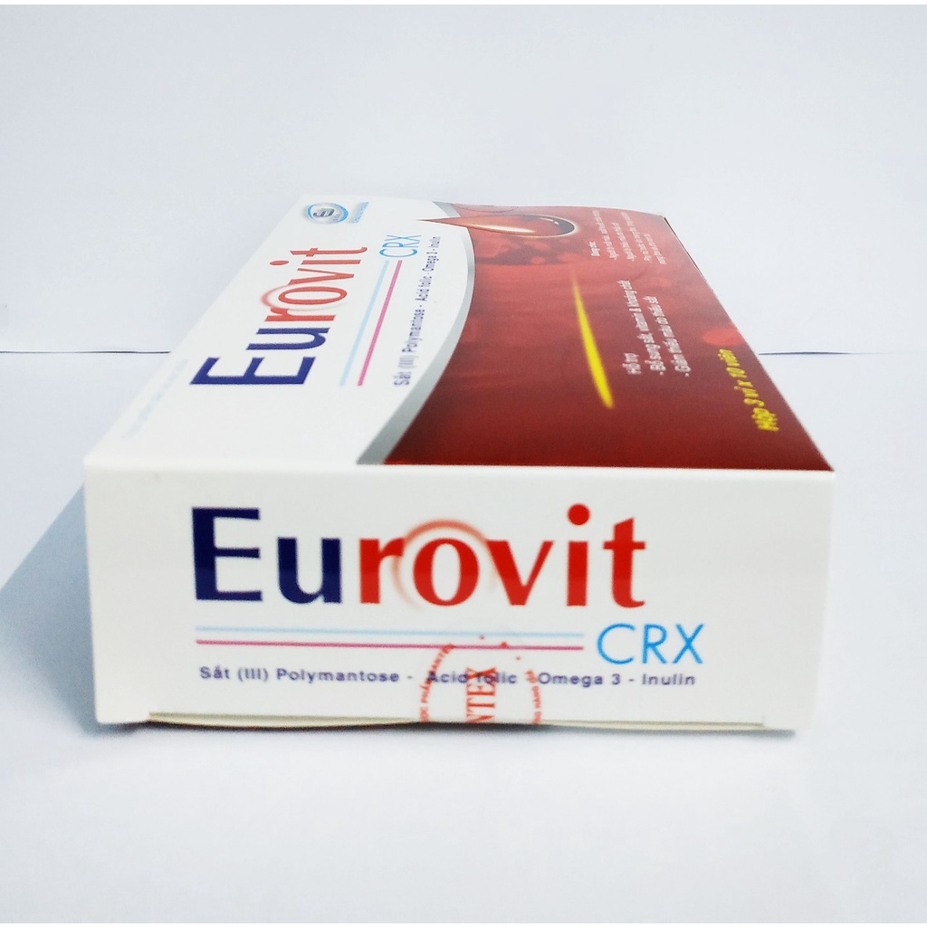 Viên Bổ Máu Eurovit – Bổ Sung Sắt III – Acid Folic – Không Nóng, Không Táo Bón – Bổ Sung Sắt Cho Các Đối Tượng, Hộp 30V