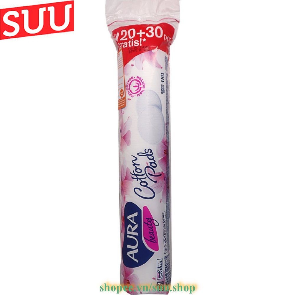 Gói 150 Miếng Bông Tẩy Trang Aura Beauty, suu.shop Cam Kết 100% Chính Hãng.