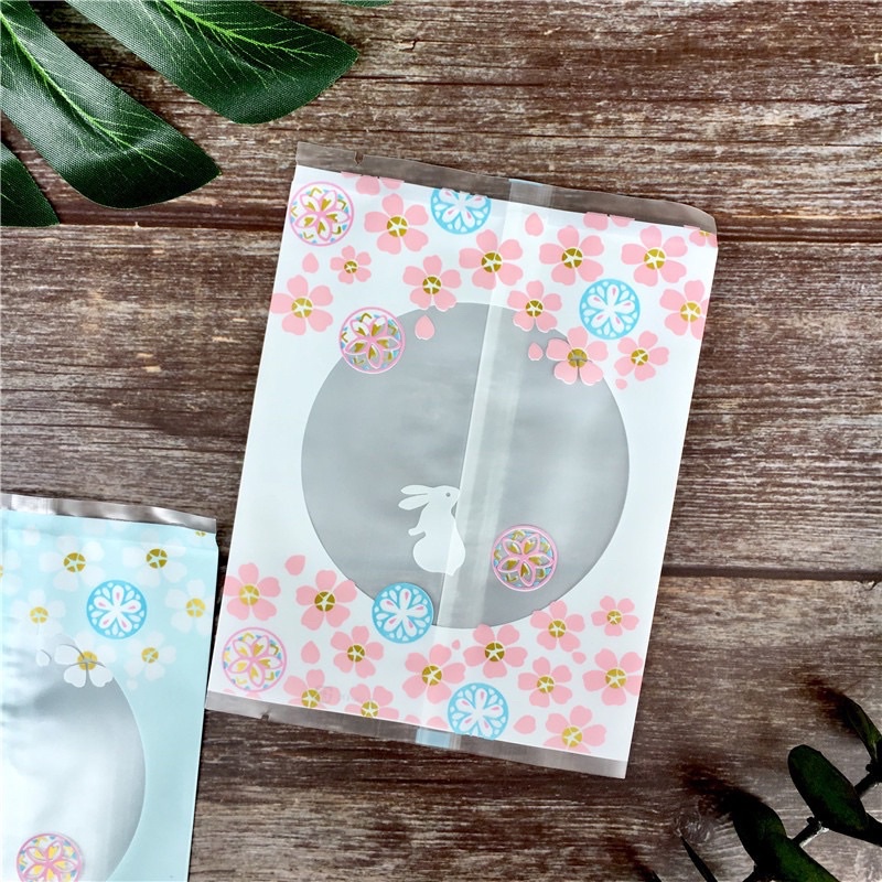 Khay túi 100g mẫu thỏ hồng đựng bánh trung thu