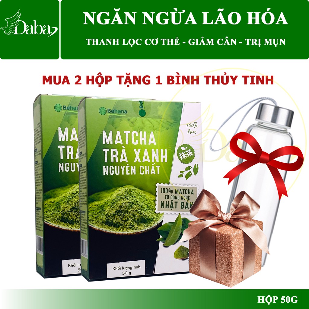 Bột Matcha Trà Xanh Nguyên Chất Behena Hộp 50g - Giảm cân, tốt cho tim mạch, bột trà xanh trị mụn, làm trắng sáng da