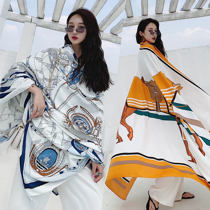 Khăn Choàng Cỡ Lớn Vải Lụa Mỏng Nhẹ Chống Nắng Dễ Phối Đồ Thời Trang Mùa Hè Cho Nữ