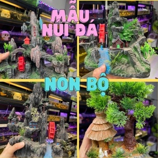 Hòn non bộ , núi đá TO màu thật [ SHIP THÙNG MÚT ] , mô hình thác nước trang trí bể cá