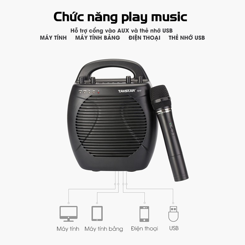 【Chính hãng】Takstar E17 Loa mic máy trợ giảng cao cấp không dây, FM, Giáo viên, hướng dẫn viên, bán hàng