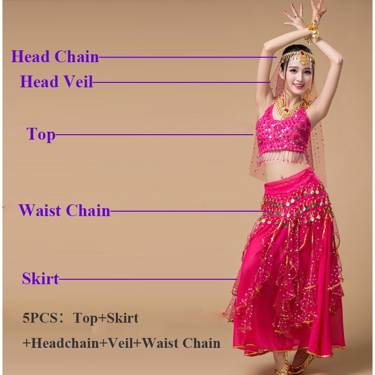 Bộ trang phục múa bụng phong cách Ấn Độ thời trang cho nữ
