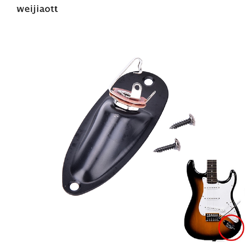 weijiaott Black Boat Input Output Jack Plate Socket With Screws for Fender Strat Guitar WT