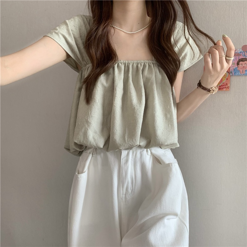 2 Áo cổ vuông xanh, trắng, mơ 5
