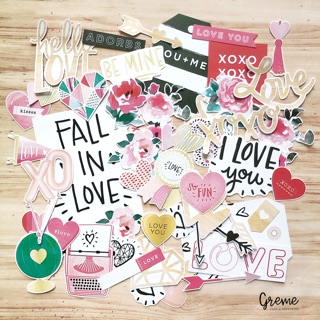 Sticker scrapbook chủ đề Love tông màu hồng