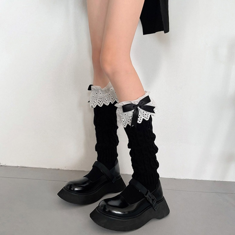Youyo Vớ Dệt Kim Giữ Ấm Chân Phối Bèo Và Nơ Phong Cách Harajuku Lolita Đơn Giản Cho Nữ