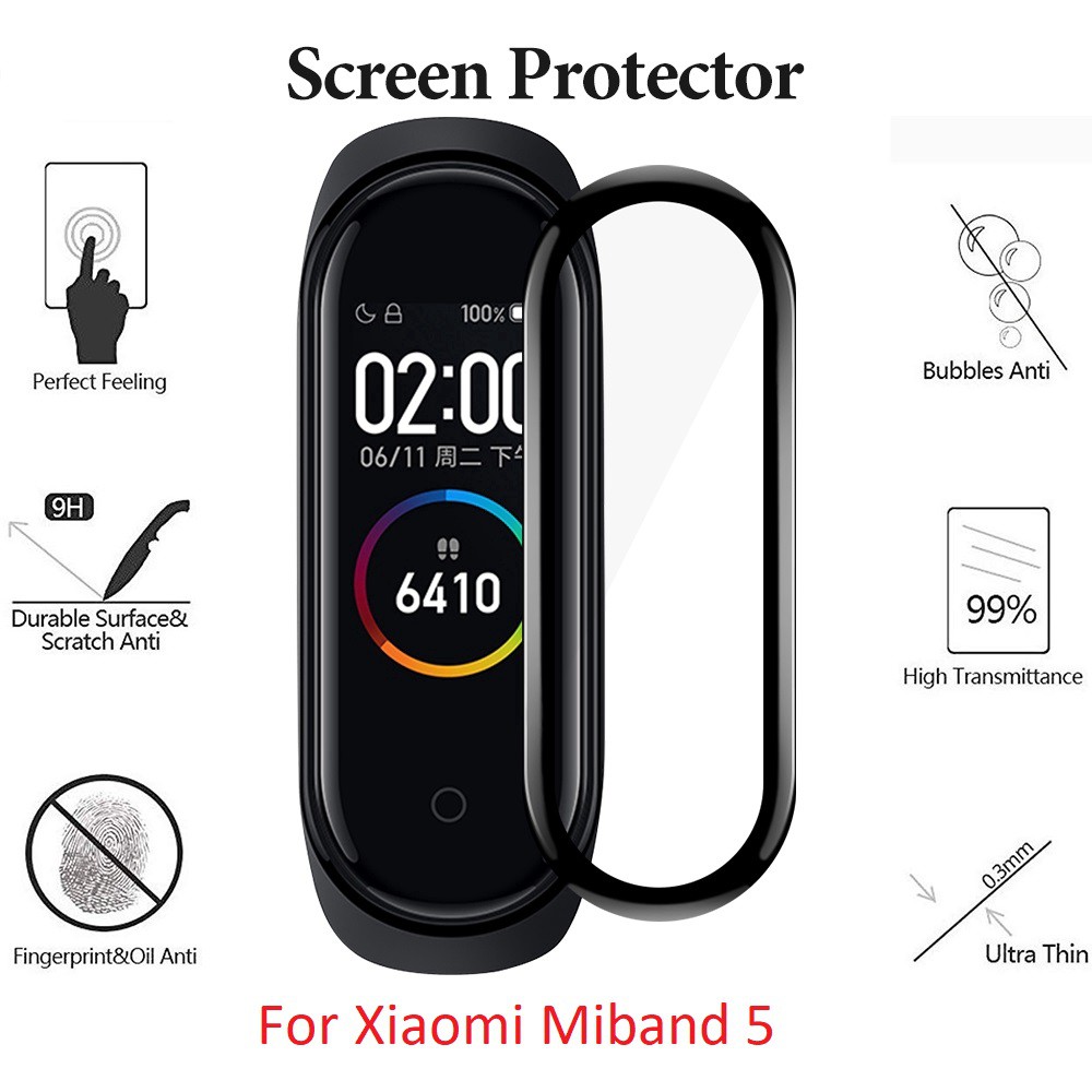 Cường lực Miband 6 , Miband 5 , Miband 4 cường lực miband5 Miếng Dán 3D Chịu Lực Full Màn Full Viền , Chống Nước