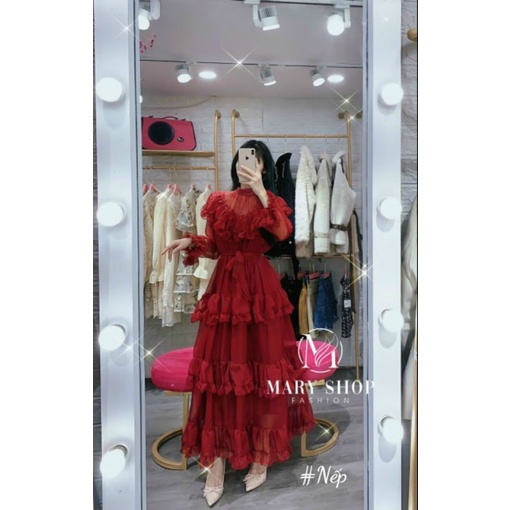 Váy maxi tơ bèo tầng