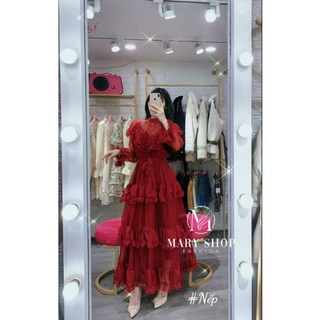 váy maxi tơ bèo tầng
