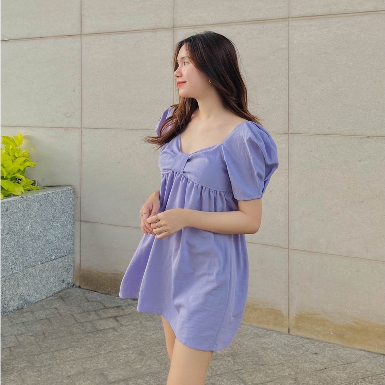 Váy tím tay phồng Fabric Holic