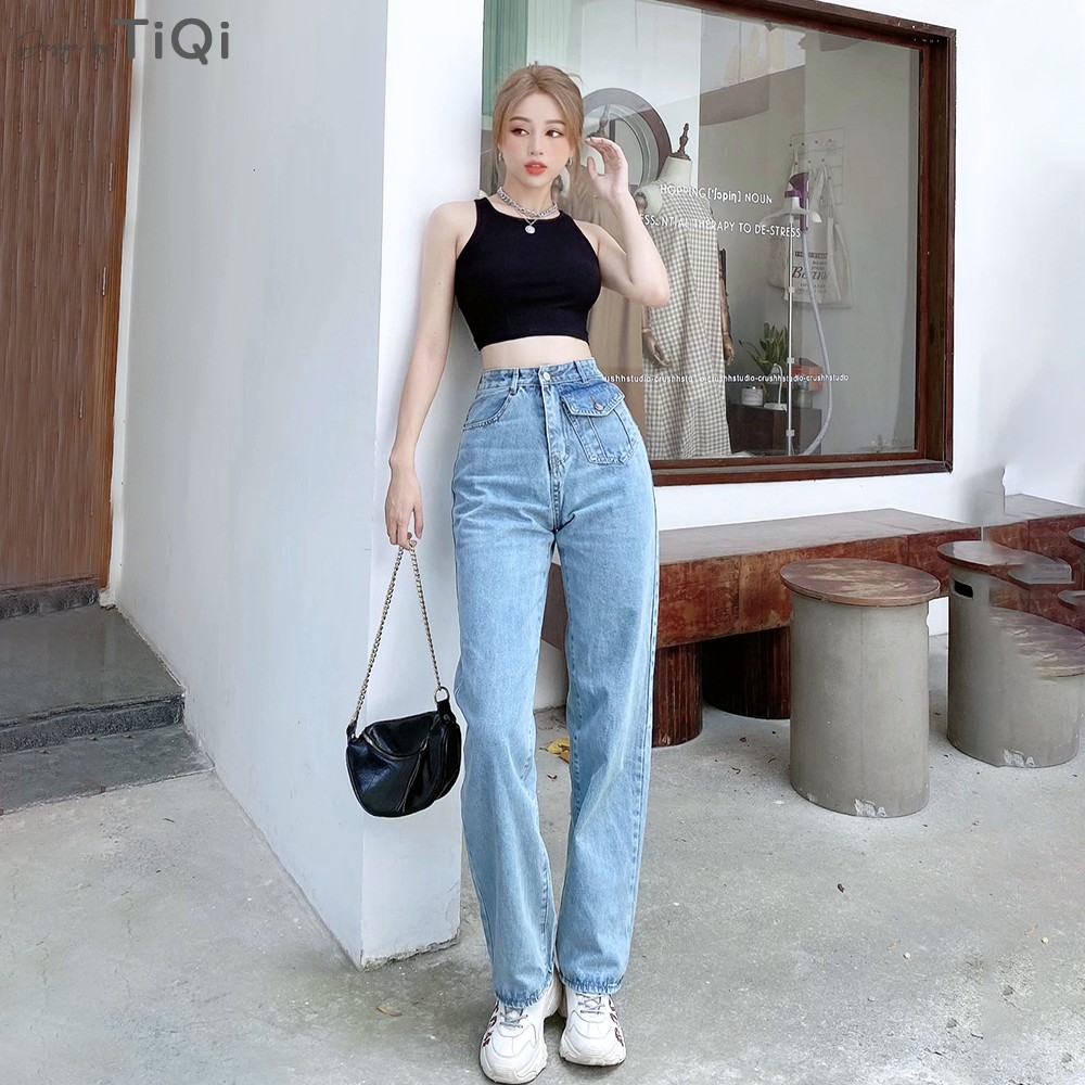 Quần Jean Nữ Ống Rộng Túi kiểu công sở TiQi Jeans B2-206