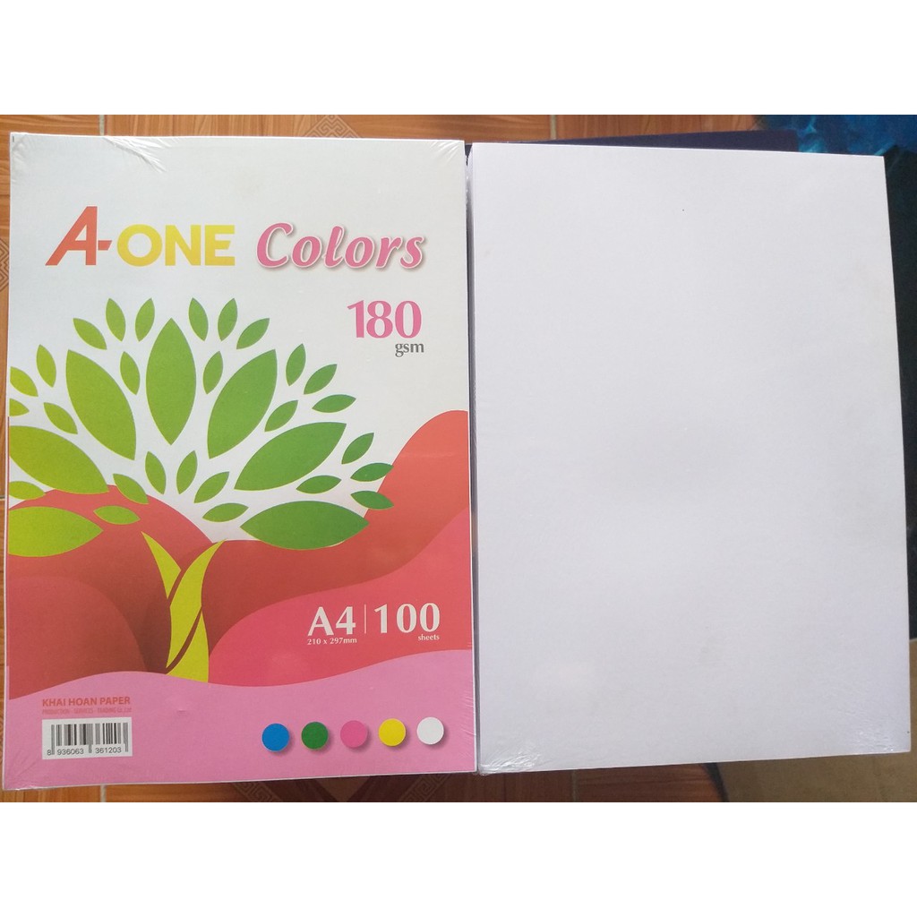 Giấy bìa màu thái A4 180gsm (màu trắng)