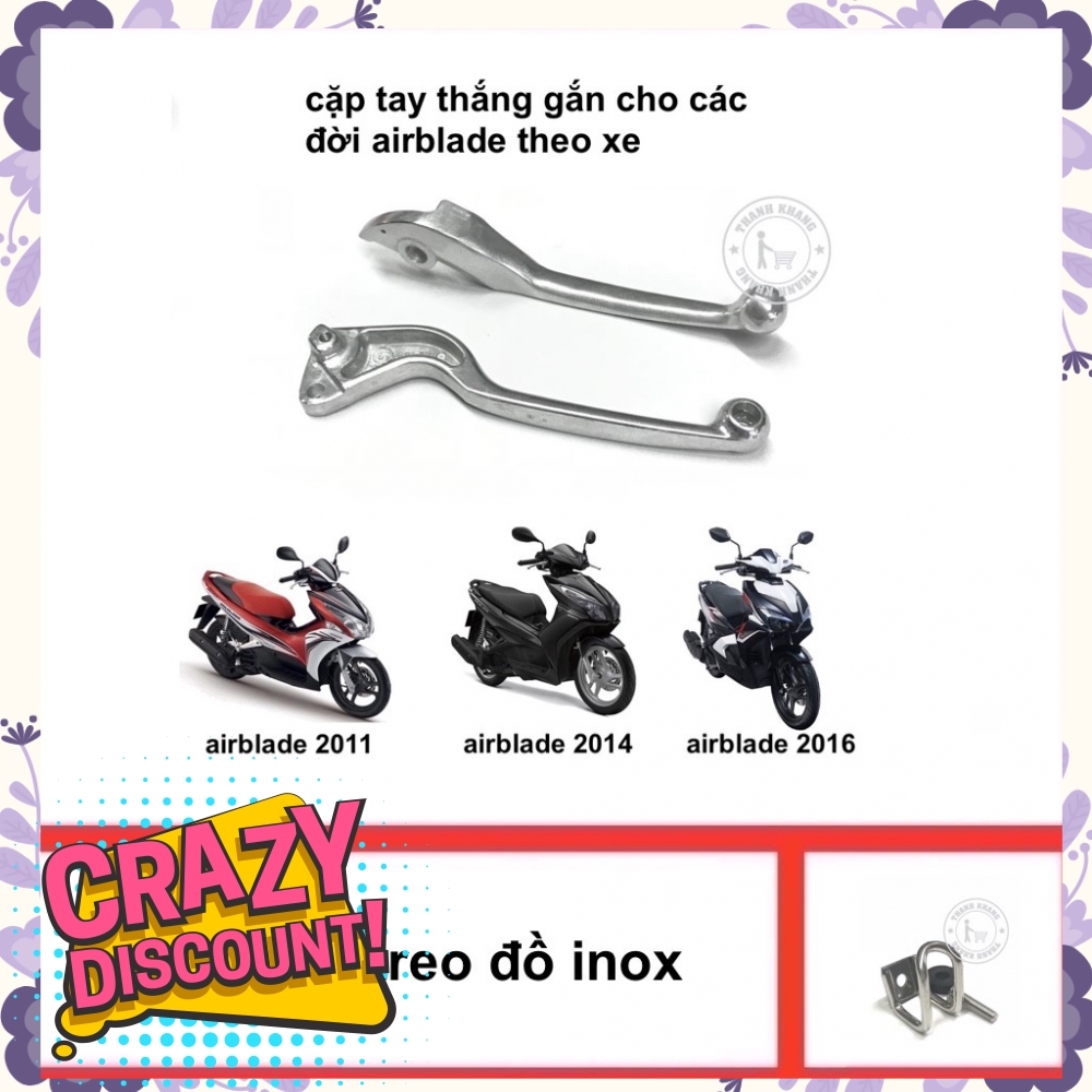 Cặp tay thắng gắn cho các đời airblade màu trắng, tặng móc treo đồ inox Thanh Khang 006001350 006001271