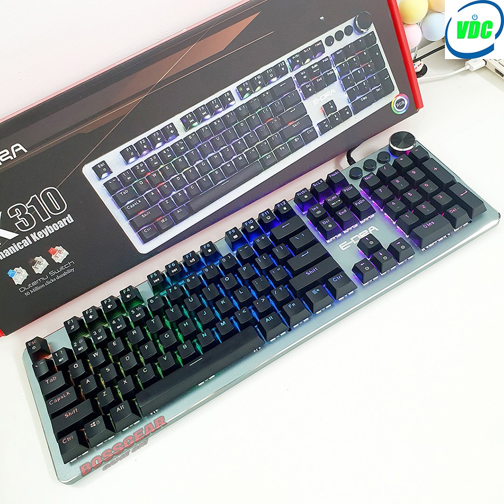 Bàn phím cơ E-DRA EK310 RGB - Thiết kế 104 phím tiêu chuẩn - Keycap ABS Double Shot - Led RGB - Bảo hành 24 tháng
