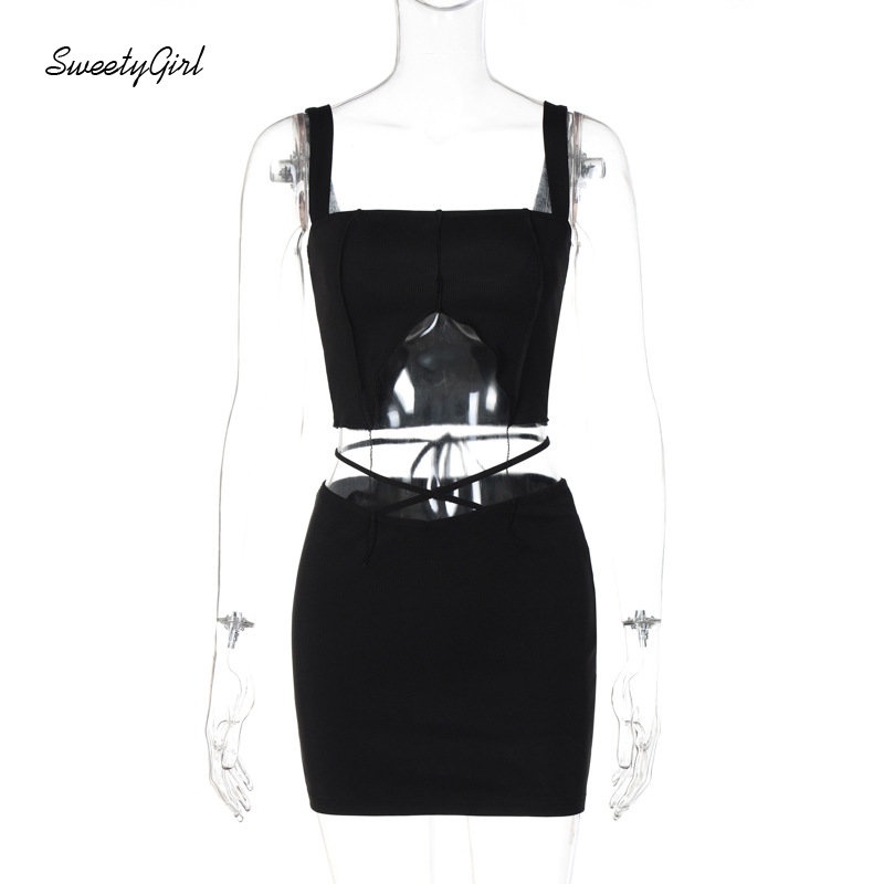 Bộ Áo Quần Hở Vai Eo Thấp Màu Đen Trơn Thời Trang 2022 Quyến Rũ Cho Nữ