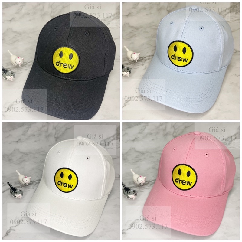 Nón kết lưỡi trai kaki thêu MẶT CƯỜI thời trang đơn giản cá tính nhiều màu hot trend