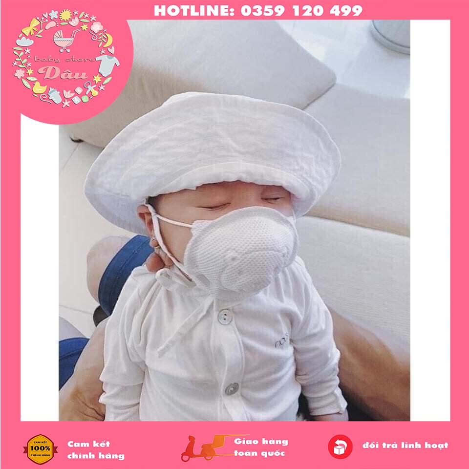 Khẩu trang gấu cho bé Unimask - set 3 chiếc/gói ngừa bụi min có dây điều chỉnh cỡ - 1 size sơ sinh đến 3 tuổi