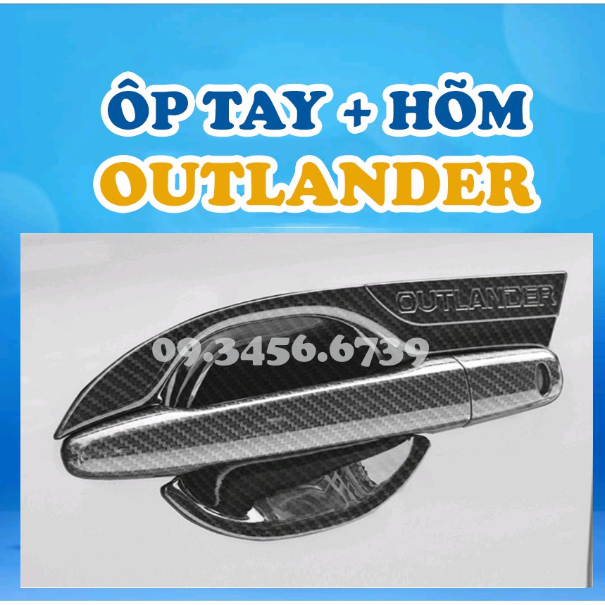 Ốp tay hõm cửa xe Mitsu Outlander 2019 2020 2021 2022 mẫu CARBON thể thao cao cấp, đẹp